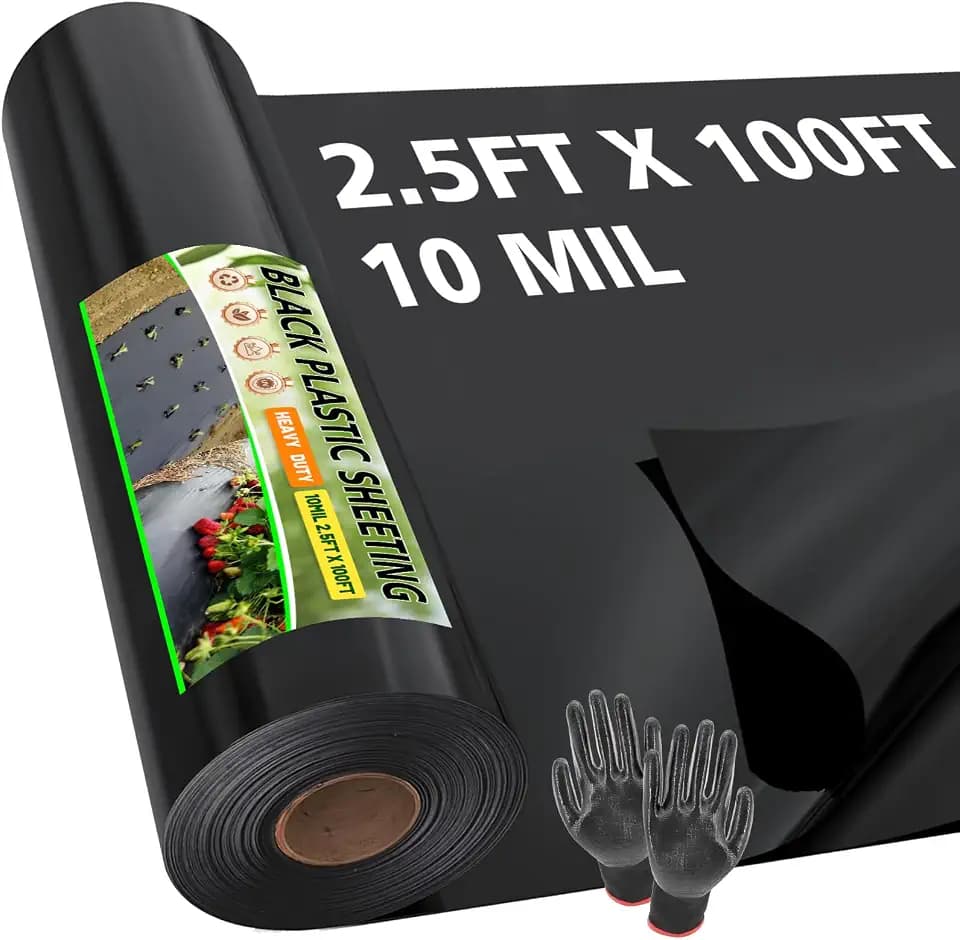 10 Mil 2.5 FT X 100 FT Plastic Sheeting Heavy Duty Thick LLDPE Black