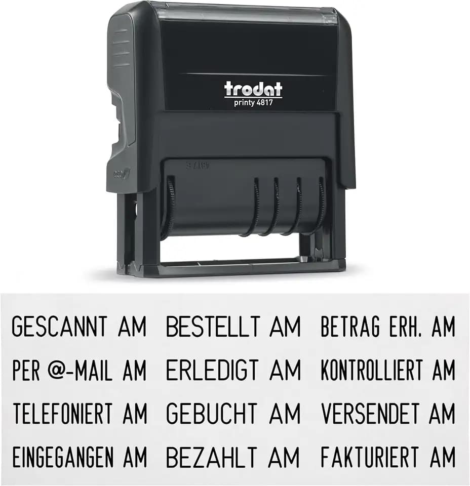 Trodat Printy 4817 Datumstempel mit Wortband, 12 Office-Texte zum Drehen