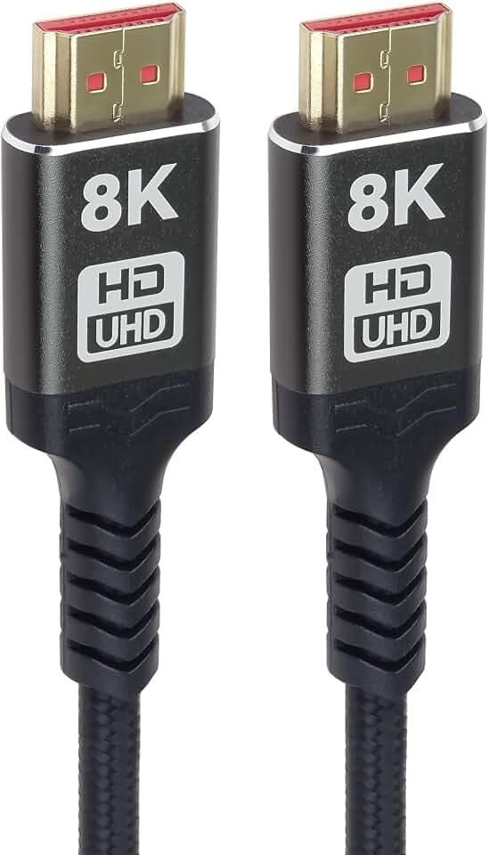 PremiumCord 8K Ultra High Speed HDMI 2.1 Kabel M/M 48Gbps mit Ethernet, Videoauflösung 8K@60Hz, Deep Color, 3D, EDID, ARC, HDR, 3x Geschirmt, Textilkabel Geflecht, Vergoldet, Länge 2m