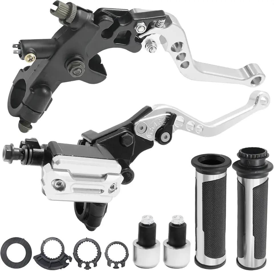 7/8" 22mm Motorcycle Brake Lever Handlebar Master Cylinder Clutch Levers Set, Left & Right Levers Hand Grips Handlebar Ends, Replacement for Harley Replacement for Yamaha