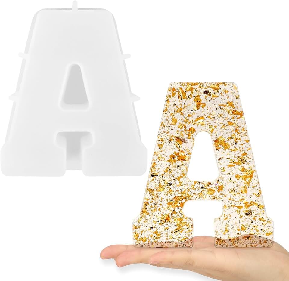 Gartful 7 Inch Large Letter Molds for Resin, 3D A Capital Alphabet Epoxy Resin Mold, A to Z Thick Resin Letter Molds for Making Letters, Word Sign Art, DIY Crafts, Making Cake, Party Home Decor