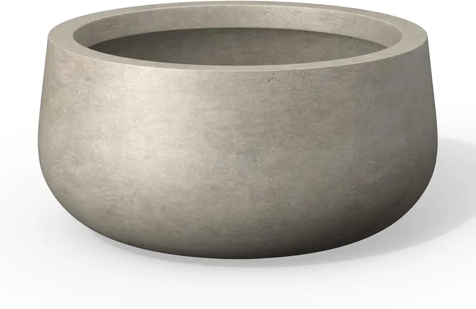 Kante 5.9" Tall Round Bowl Concrete Planter, Weathered for Indoor Outdoor