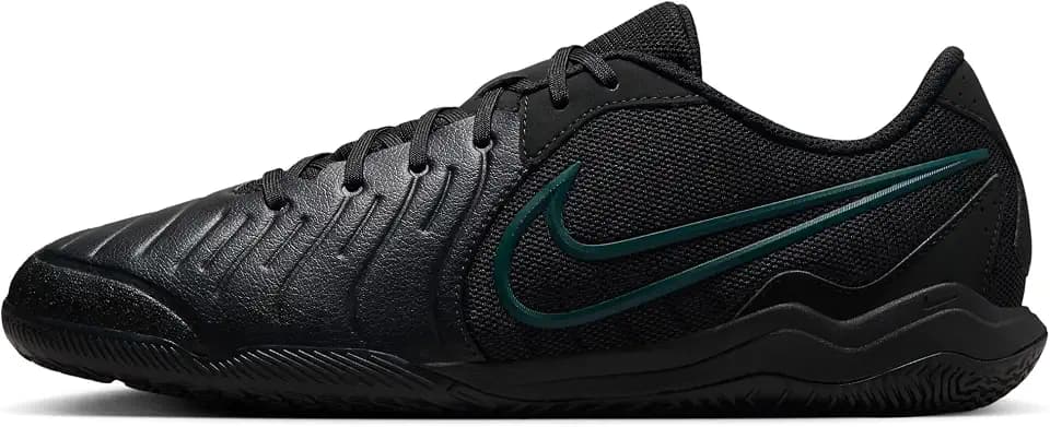 Nike Tiempo Legend 10 Academy Indoor/Court Low-Top Soccer Shoes (DV4341-002, Black/Deep Jungle/Black) Size 12