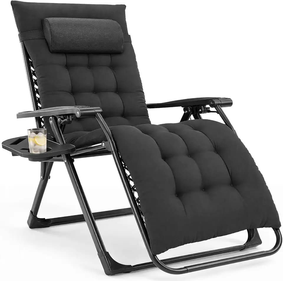 DUMOS Zero Gravity Chair, Lounge Chair Outdoor with Cup Holder Tray