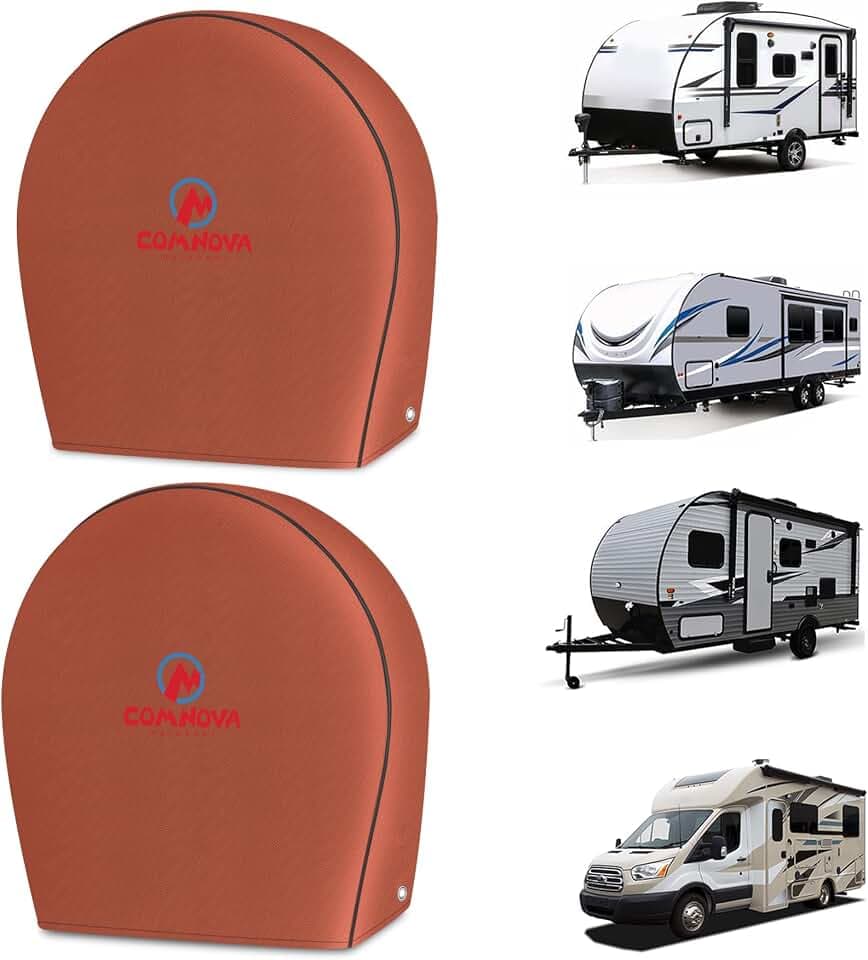 Comnova RV Tire Covers 2 Pack - 600D Tough Tire Wheel Cover Protector for RV, Truck, SUV, Trailer, Camper, Boat and Van, Waterproof & Heavy Duty Tire Cover, Fits Tire Diameters 30-32 Inch