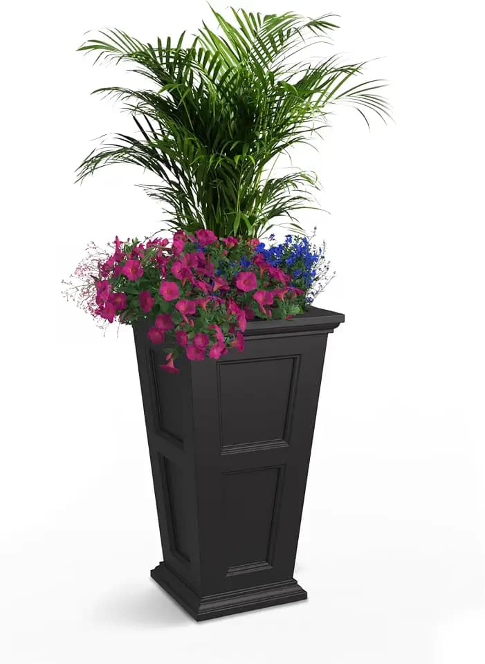 Mayne Fairfield 28in Self-Watering Tall Square Planter, Black