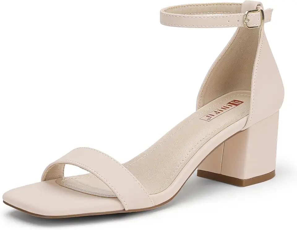 IDIFU Chunky Block Low Short Heels Sandals Dress Shoes for Women