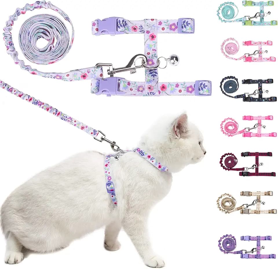BEAUTYZOO Cat Harness and Leash Set, Escape Proof for Walking Travel Purple