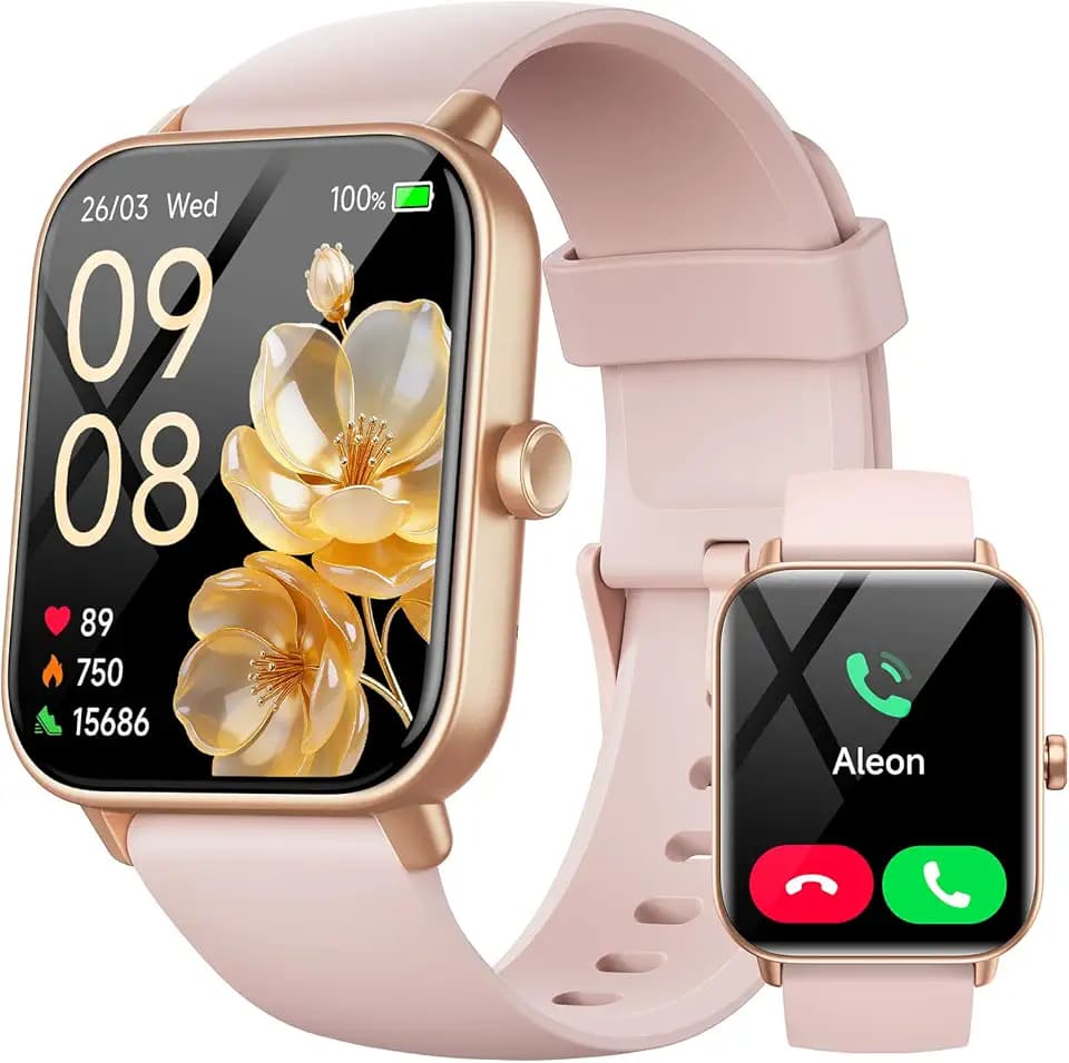 Smartwatch Damen mit Telefonfunktion,1.8" Smart Watch Fitnessuhr mit Whatsapp und Alexa,Herzfrequenz Schlafmonitor,120+ Sportmodi Fitness Tracker,IP68 Wasserdicht Uhren Damen für Samsung/Android/iOS