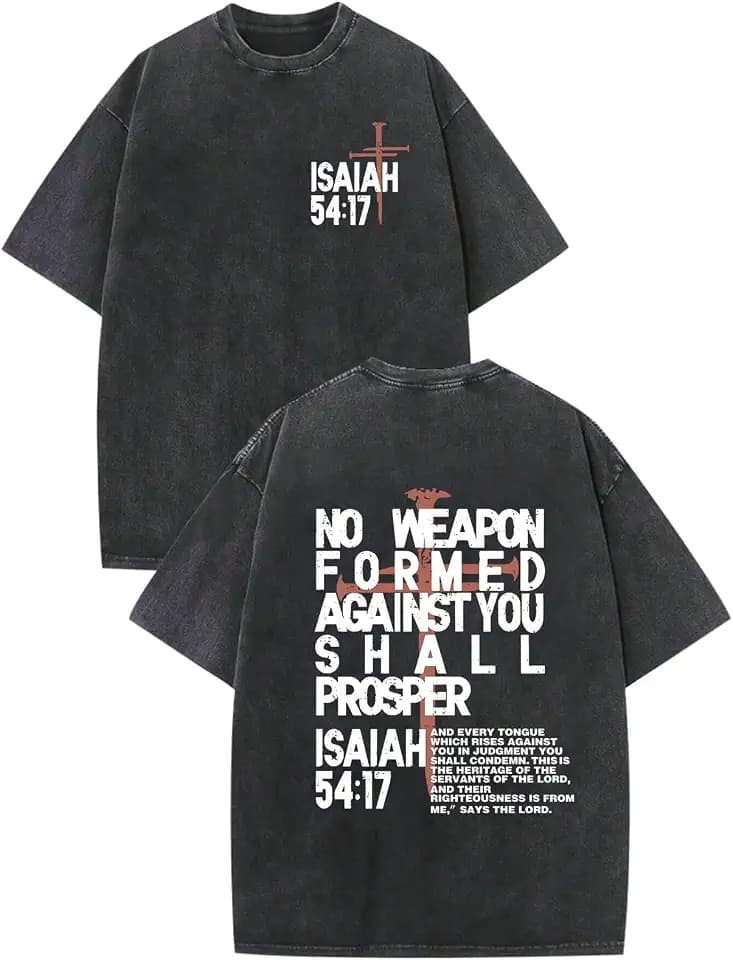 Christian Jesus Shirts for Men Faith Religious Graphic Tees Vintage Oversized Acid Wash Tshirts God Shirt Streetwear