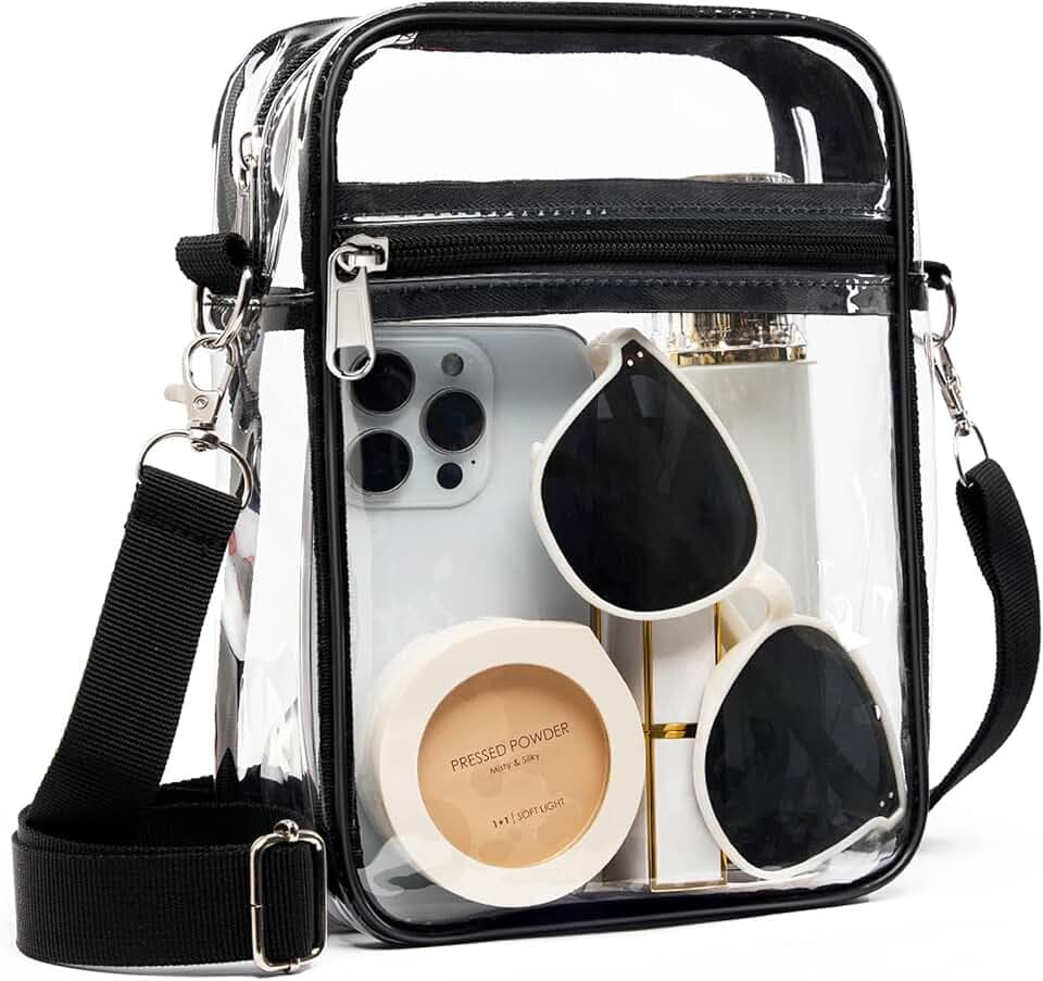 Fibrdoo Clear Bag for Stadium Events Transparent Crossbody Purse
