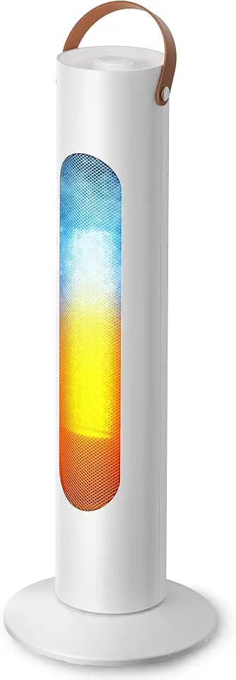 Electric Space Heaters For Indoor Use, 25" Tower Heater And Fan Combo, 1500W, 2 Heating & Fan Modes, 6 Safety Protections, Quite 70° Oscillating Heater For Office Garage Large Room, White