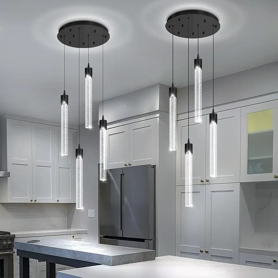 ykolupty Mini Chandelier Crystal Pendant Lights,Bubble Crystal Chandelier for Living Room Bedroom Modern LED Ceiling Light Dimmable 2700k-6000k