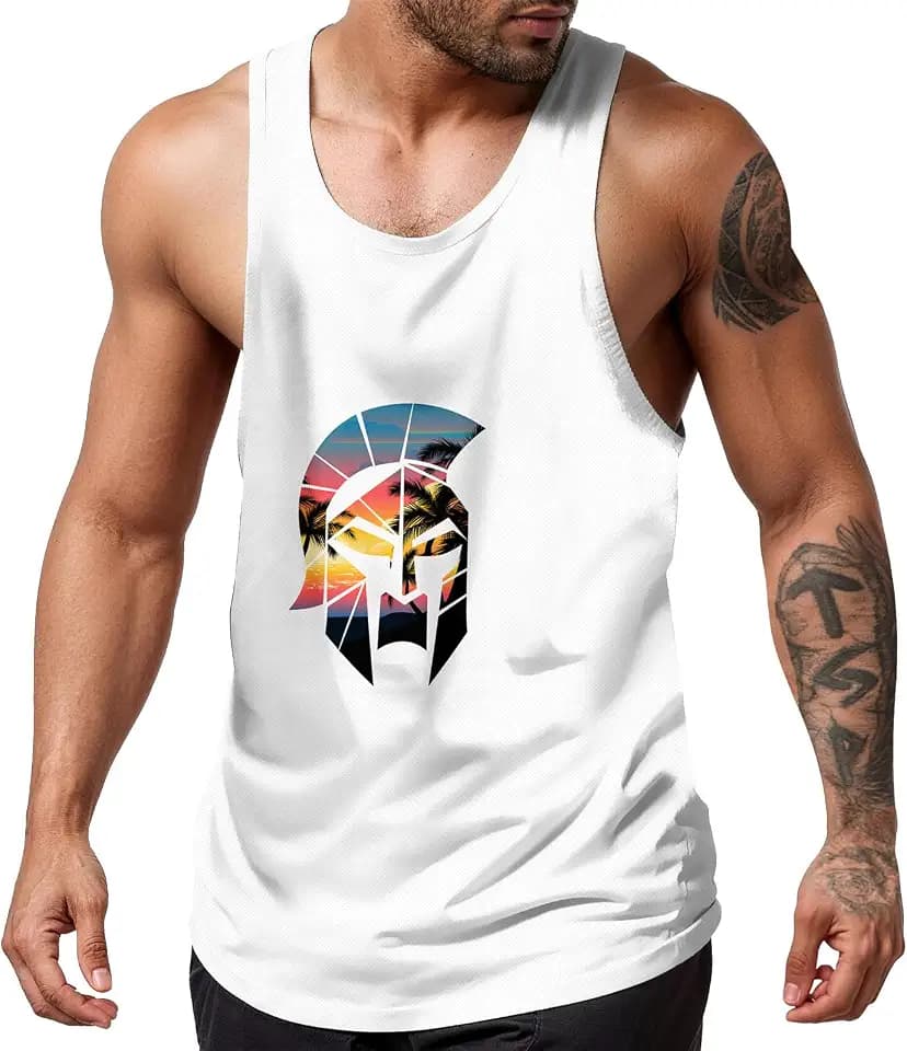 Mens Tank Tops Summer Beach UPF 50+ Quick Dry Graphic Sleeveless Workout Shirts Hawaiian Tank Tops for Men
