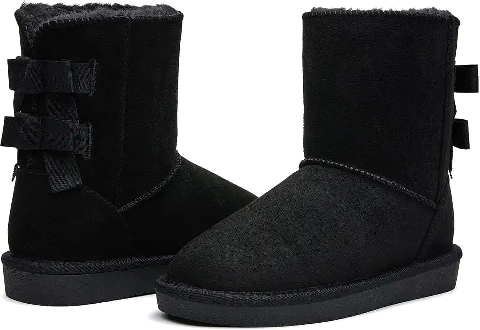 BlackTwig Women's Mid Calf Suede Winter Snow Boots, Slip-On