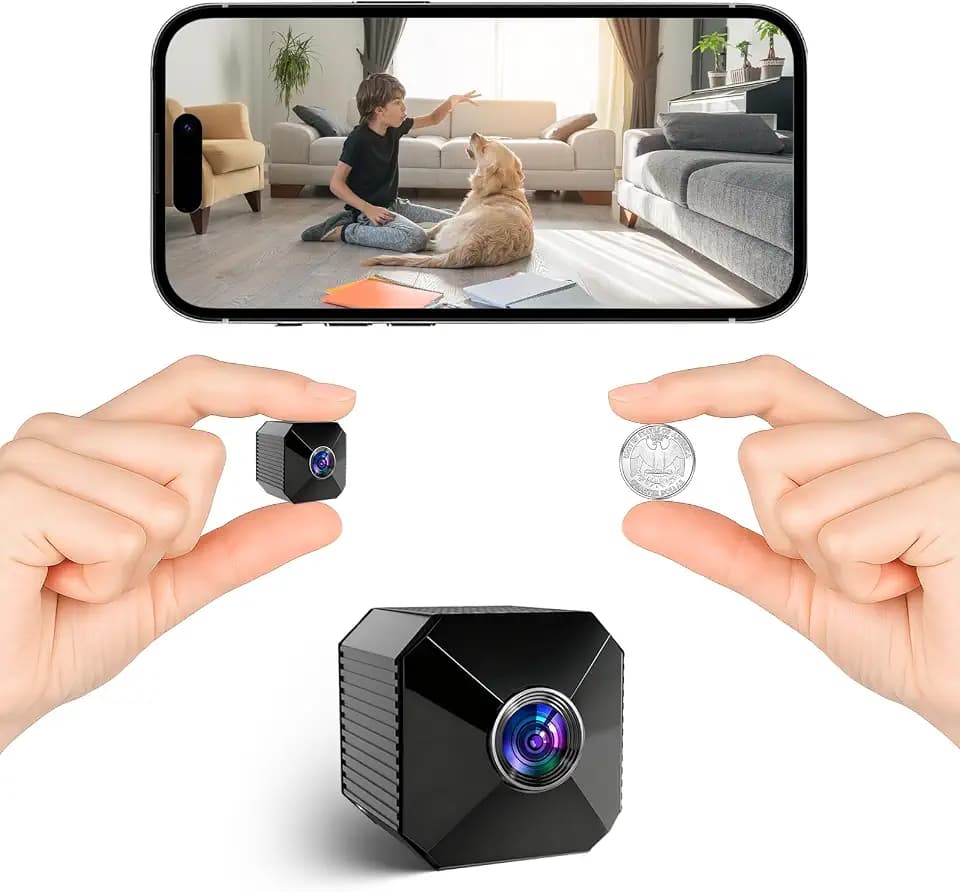 Mini Camera - 2026 Upgraded 4K Mini Wireless Security Camera, Small WiFi Indoor Nanny Cam with No-Glow Night Vision, Motion Alerts, Rechargeable Battery, for Home/Office/Pet