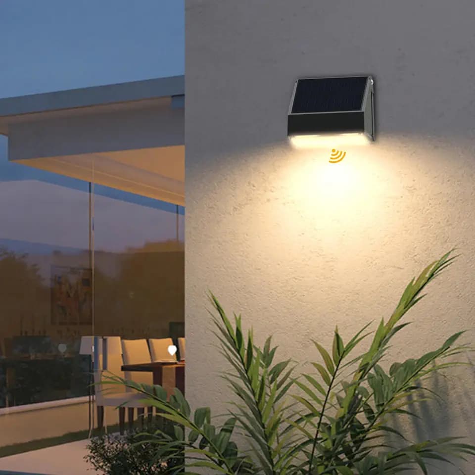 Solar Fence Light Outdoor, 4000K 3000K Solar Wall Light 1000LM