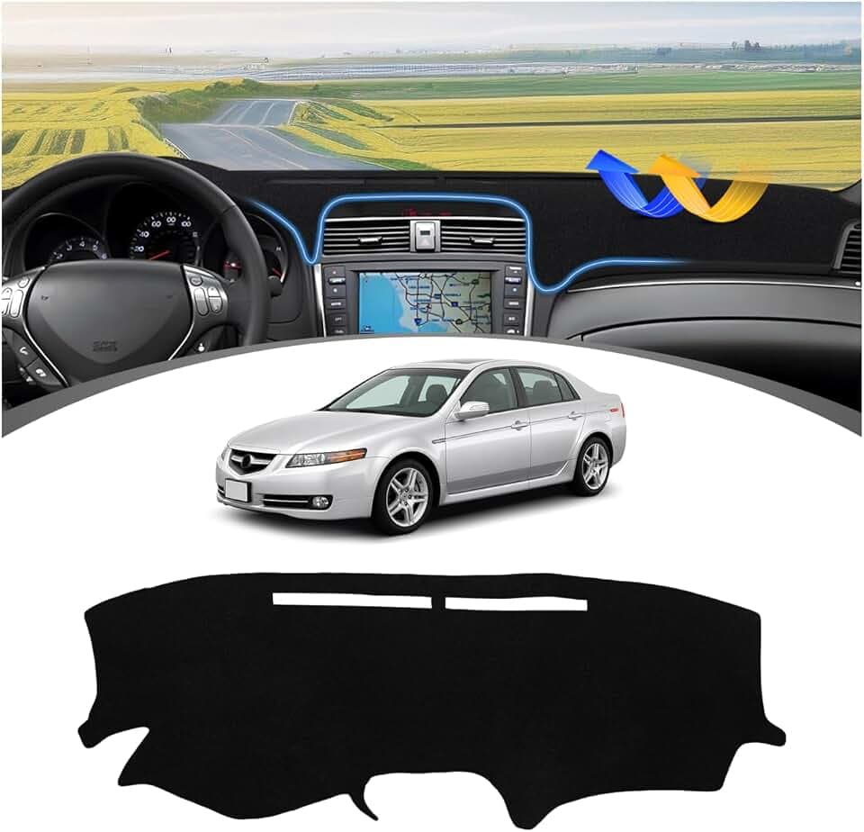 FIILINES Dash Cover for 2004 2005 2006 2007 2008 Acura TL, Dashboard Mat Exact Fit for TL Interior Accessories Dashboard Pad Carpet Dash Mat Sunshade Non-Slip Polyester Protector No Glare Black