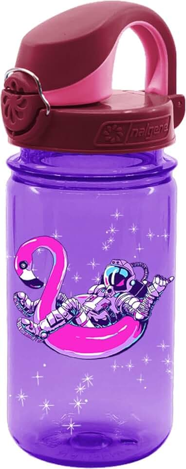 Nalgene Kids' 12 oz On The Fly Lock-Top Water Bottle, Purple Astronaut