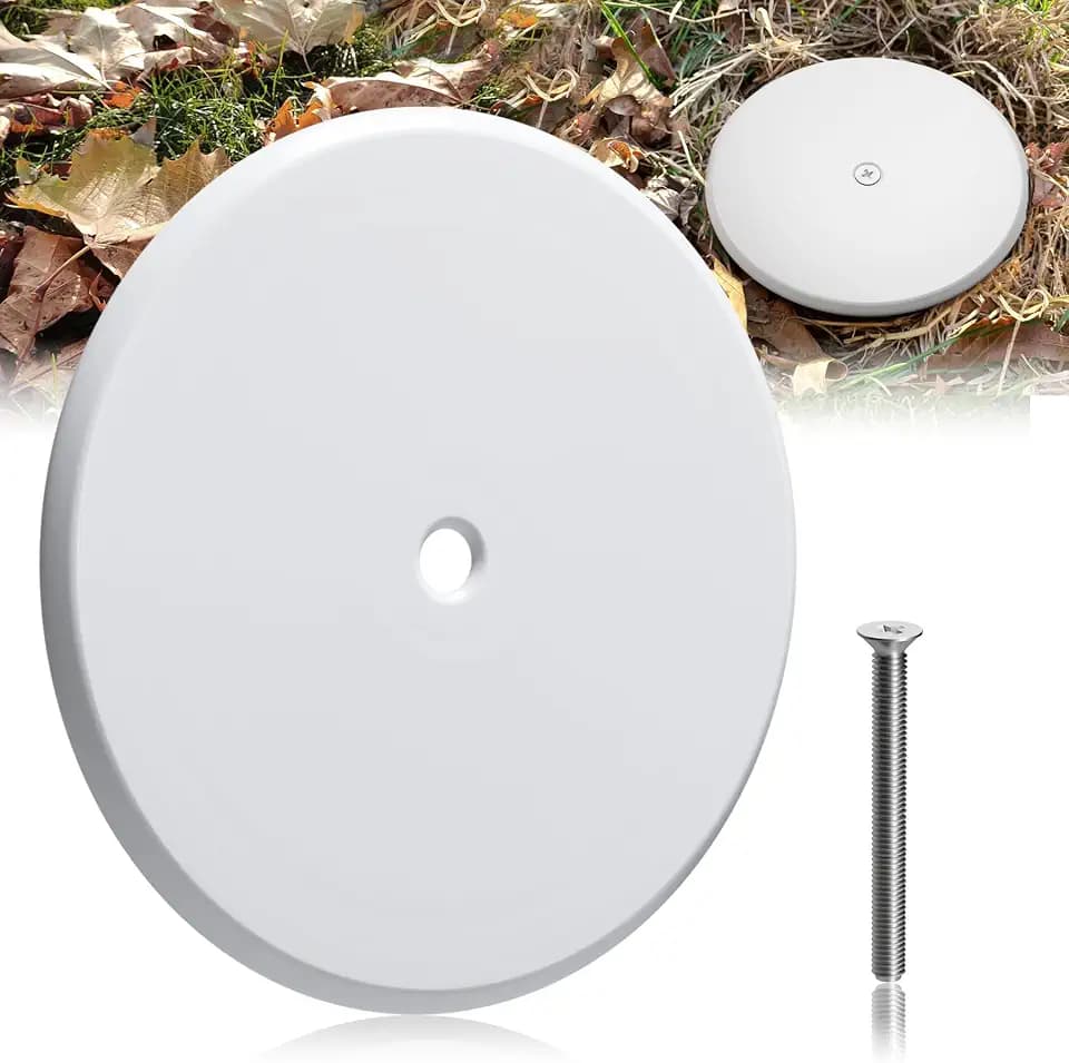 7 Inch Cleanout Cover, Decorative Cleanout Access Covers Plate, Round Flat Cover Plate for Cleanout Plug Access Hole with Large Center Securing Screw White 1 Pcs