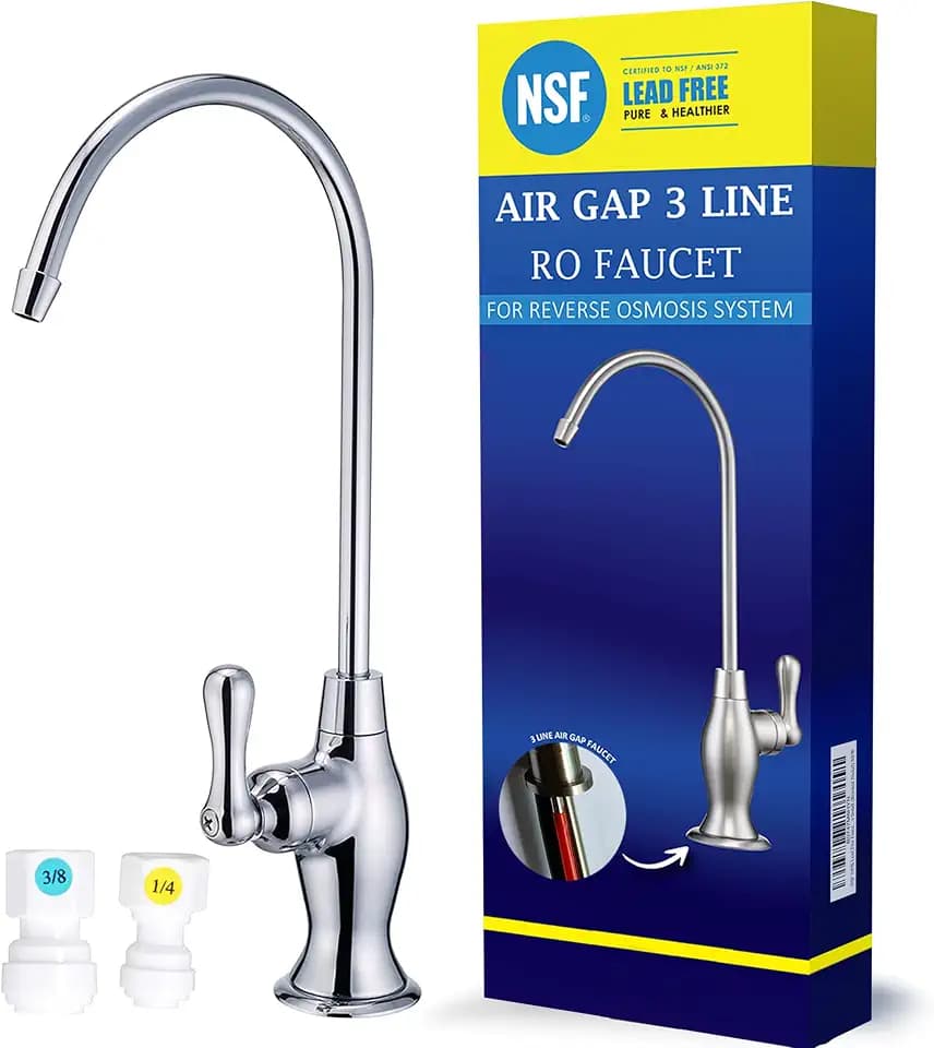 Air Gap 3 Line Lead-Free Reverse Osmosis Faucets Water Filtration(Polished Chrome) NSF Certified