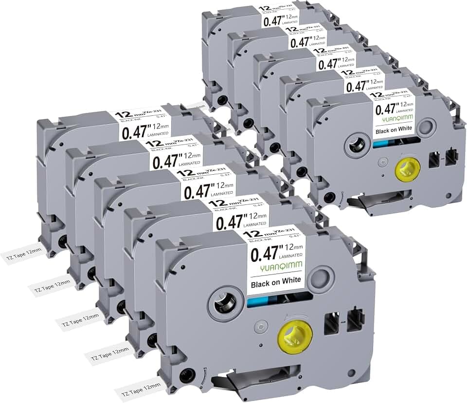 10x Yuanqimm TZe-231 Schriftband Kompatible für Brother P touch Bänder 12mm