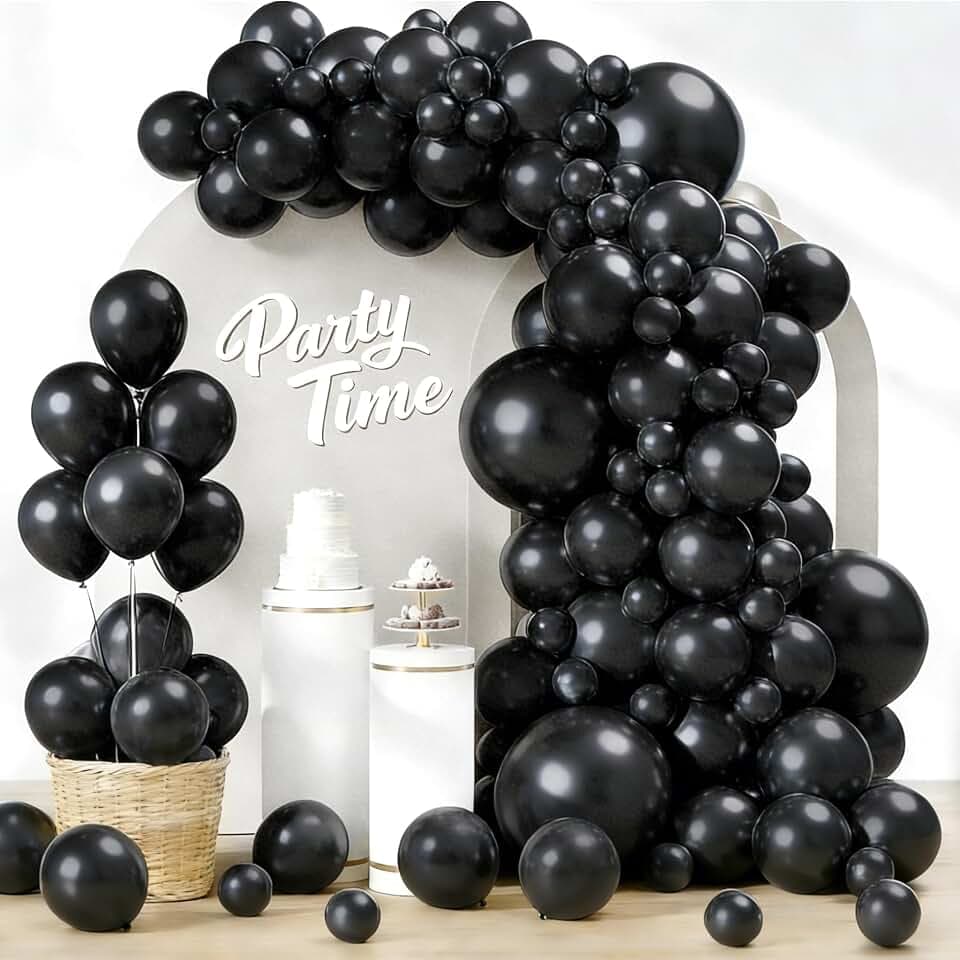 107 Stück Geburtstagsdeko Luftballons, Luftballons Geburtstag Schwarz Girlande, Größen 18 12 10 5 Zoll Ballons Festival Party Deko, Latex Ballongirlande Deko, Hochzeit Ballonbogen
