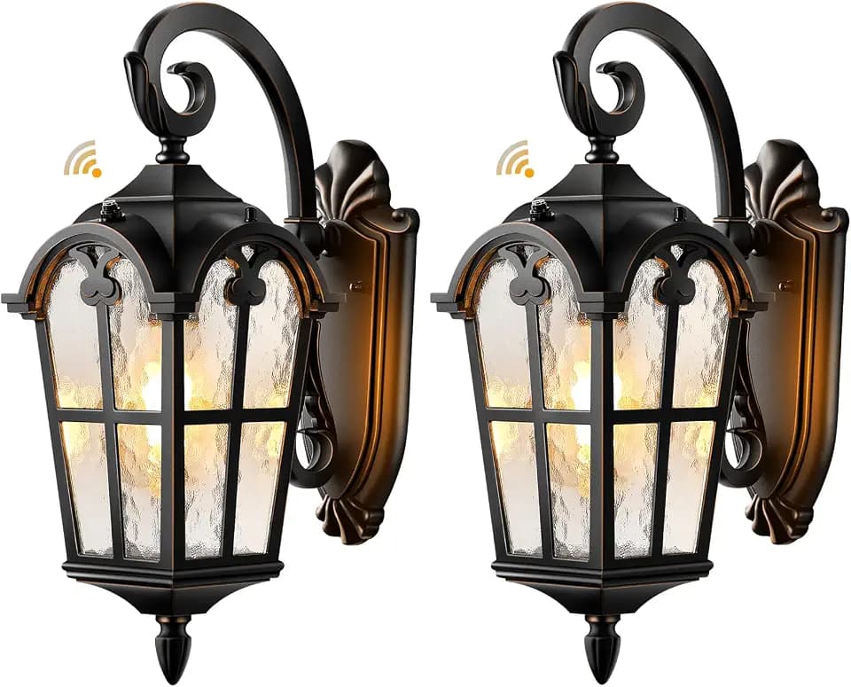 VIANIS Outdoor Lights for House, Black Dusk to Dawn Outdoor Lights, 2-Pack