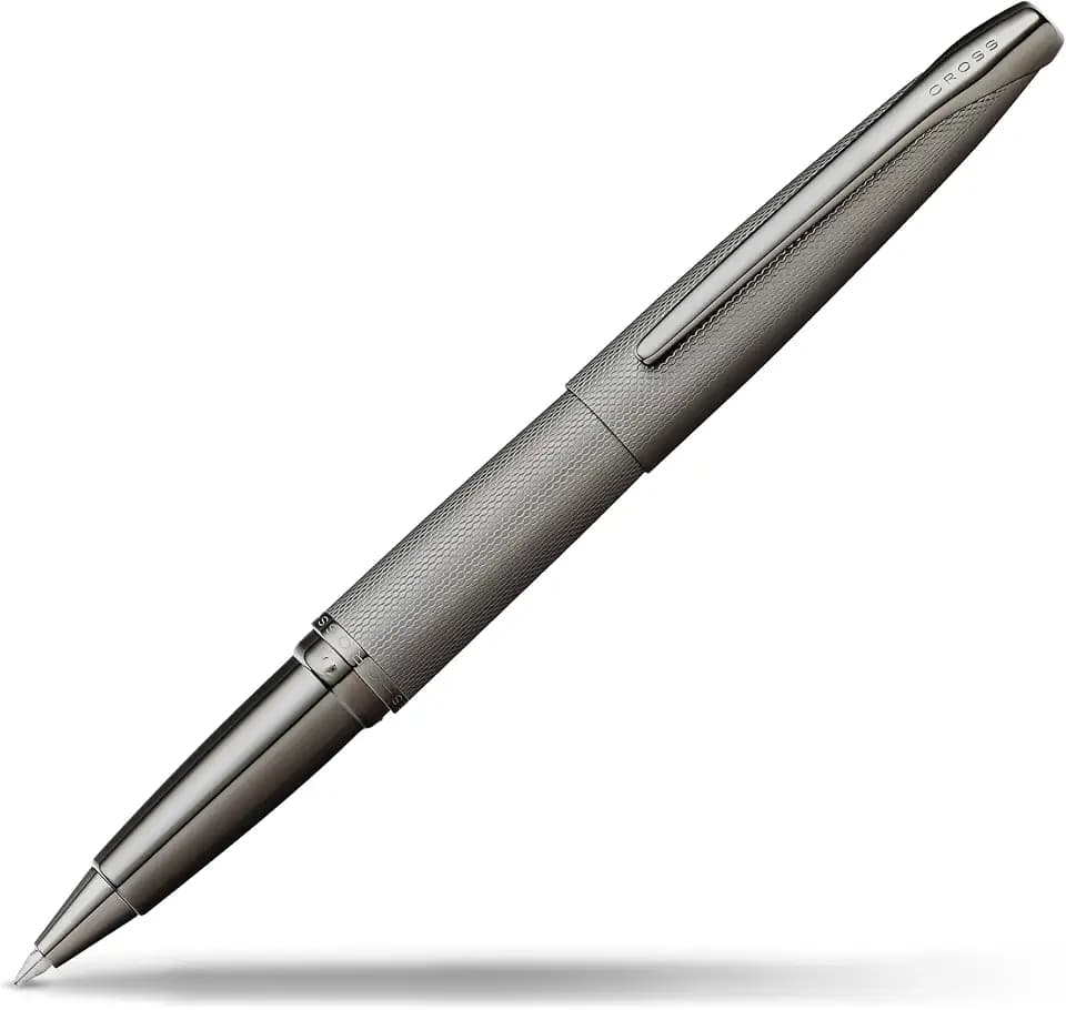 Cross ATX Rollerball (gefrästes Diamantmuster, Schreibfarbe schwarz, Strichstärke M, inkl. Geschenkbox) titangrau gebürstet