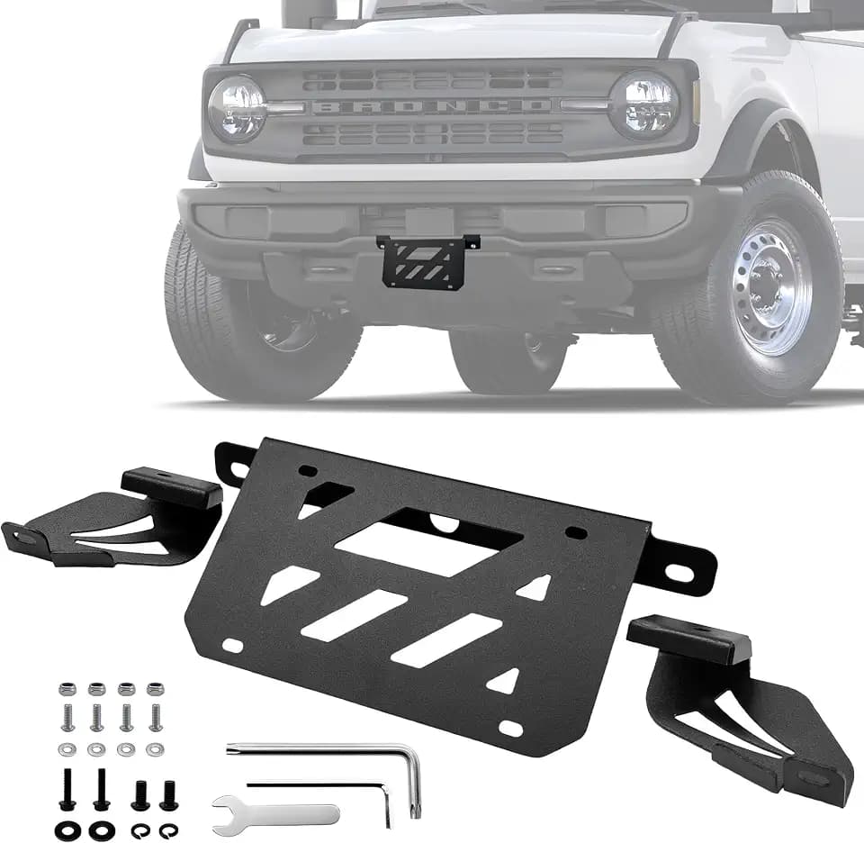 License Plate Bracket Fit for Ford Bronco 2021-2026 2 & 4 Door for Standard Bumper ONLY - No-Drill | License Plate Frame (NOT for Modular Bumper) | Bronco Accessories