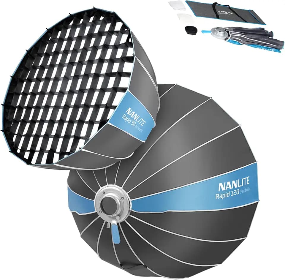 NANLITE SB-RP90 90CM Deep Mouth Quick Release Softbox,Photography Lighting Parabolic Softbox Bowens Light Box for Video Bowens Mount Quick Installation Fast Locking Chuck