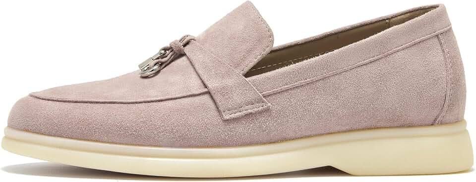 BEAU TODAY Women's Suede Loafer Flats，Slip On Penny Loafers Work Shoes