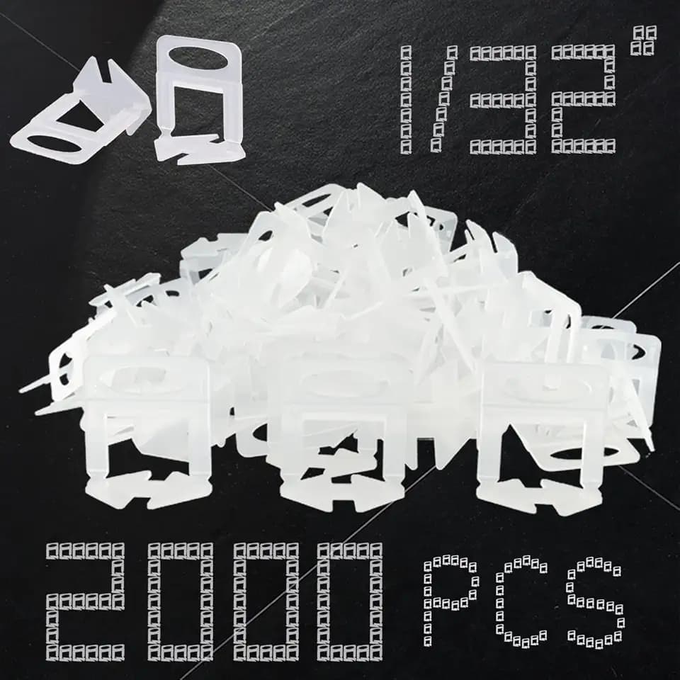 Tile Leveling System Clips 1/32" Tiles Leveler Spacers 1mm Tile Tools Set 2000pcs Tile Leveling for Professional Ceramic Stone Installation