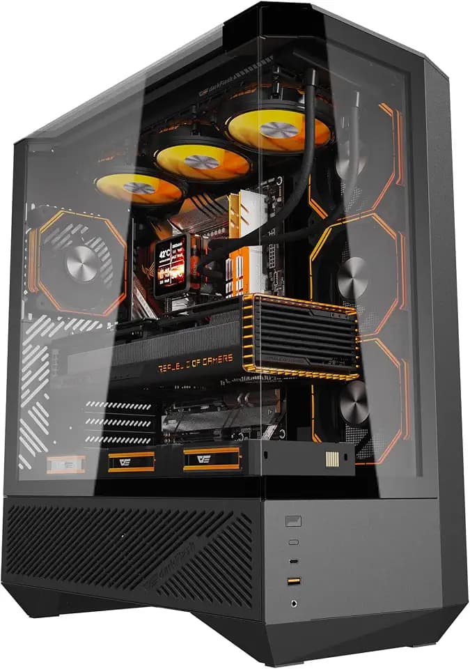 darkFlash DY460 ATX Full Tower PC Case, 4 ARGB Fans, High Airflow,Black