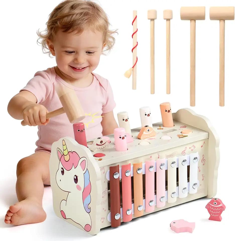 Fajiabao Montessori Hammerspiel ab 1 Jahr, Xylophon Kinder und Angelspiel