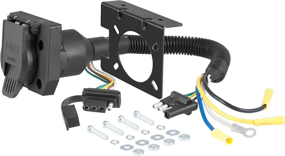 CURT 57672 Trailer Wiring Adapter, 4-Way Flat and 7-Way RV Blade Outputs