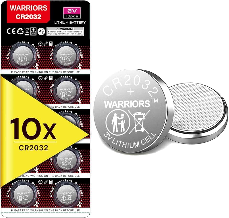 Warriors 10X CR2032 Batterie Knopfzellen, 3V 240mAh Lithium Batterie