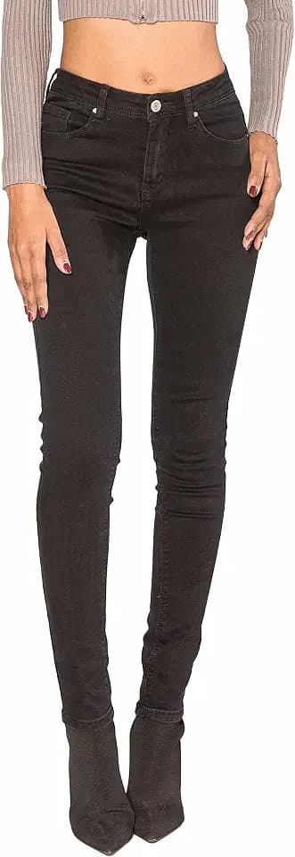 Nina Carter P076 Damen Skinny Fit Jeans High Waist Jeanshosen Push-Up Stretch Used-Look Denim Hose