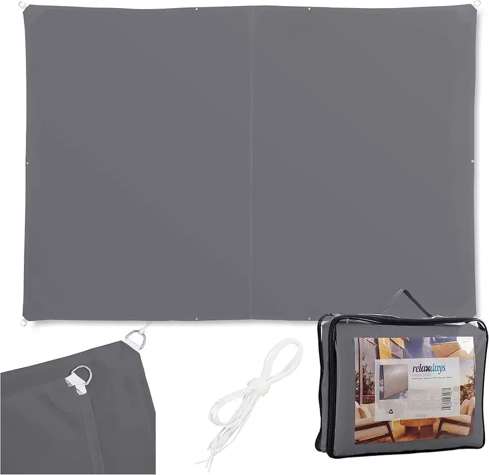 Relaxdays Sonnensegel, 2x4 m, Polyester, wasserdicht, dunkelgrau