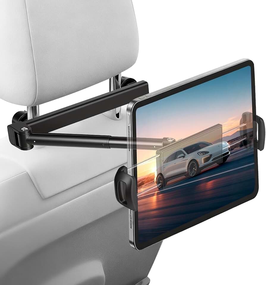 VINATO Tablet Halterung Auto Kopfstütze, iPad Halterung Auto Hinten, 360°-Drehung, Tablethalterungen Auto für 4-13 Zoll Geräte im Fahrzeug, Schwarz