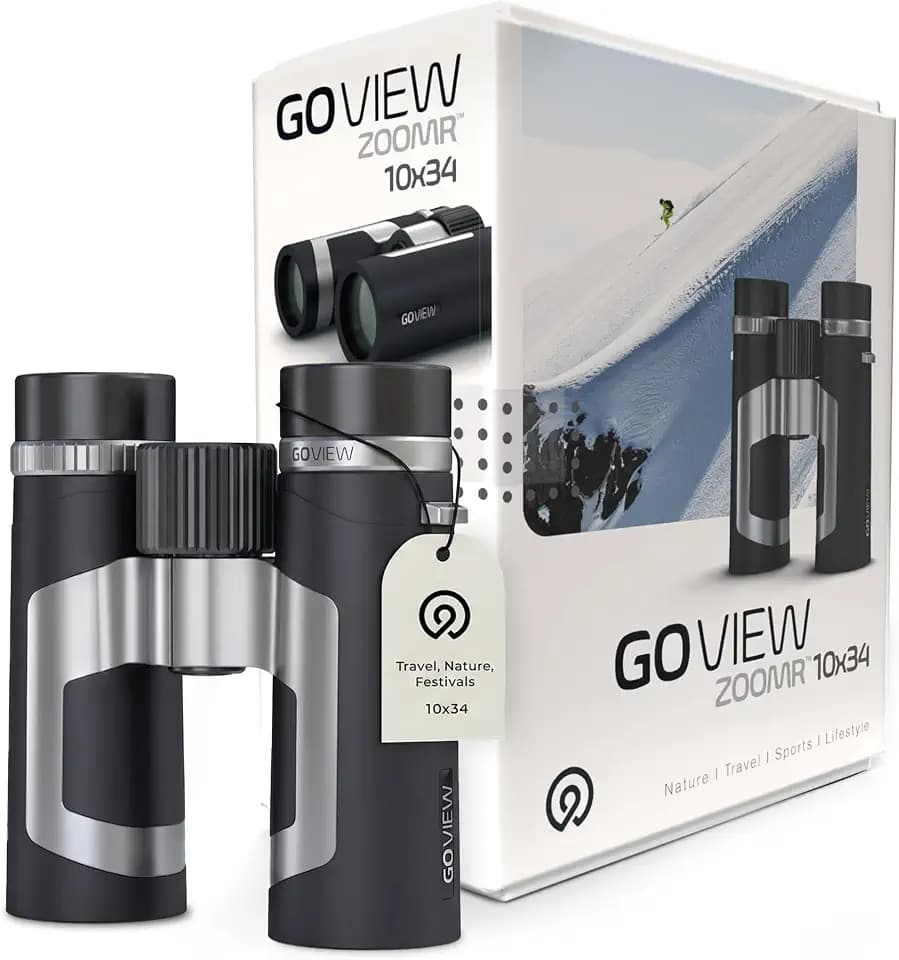GOVIEW ZOOMR 10x34 Binoculars for Adults, BAK4 Prism - Phantom Black