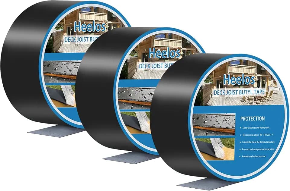 Deck Joist Tape 1-5/8'' x 50', Butyl Deck Tape Flashing Joists Tape for Decking Joist Tape for Flashing Deck Joists and Beams Building Joists(3 Rolls)