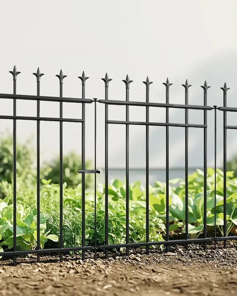 ARIFARO 5 Panels Metal Garden Fence with Gate 36"H x 11.6ft L, No Dig Fence