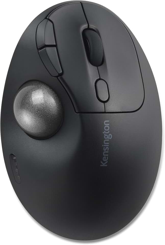 Kensington TB450 Wireless Trackball Mouse, Bluetooth LE & 2.4GHz Connection, 4 DPI Options, Connect up to 3 Devices (K72177WW), Black-Silver