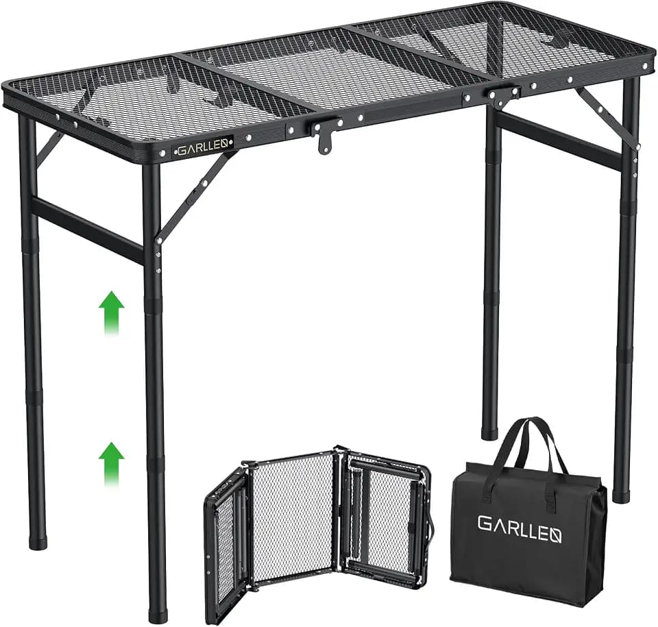 GARLLEN Folding Grill Table 34.2" Lx15.7 W, 3 Adjustable Height Max 27.5"