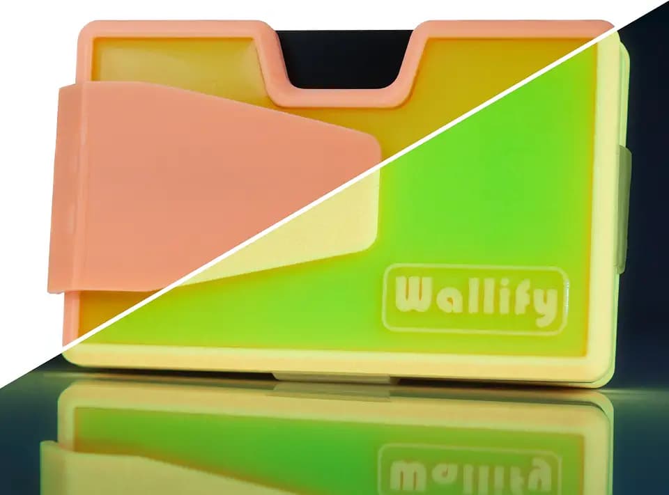 Glow in The Dark Kartenetui - Slim RFID Card Holder Wallet with NFC Tag - Herren Geldbörse & Damen Portemonnaie mit Glow Epoxy Oberfläche (Honey - Peach)