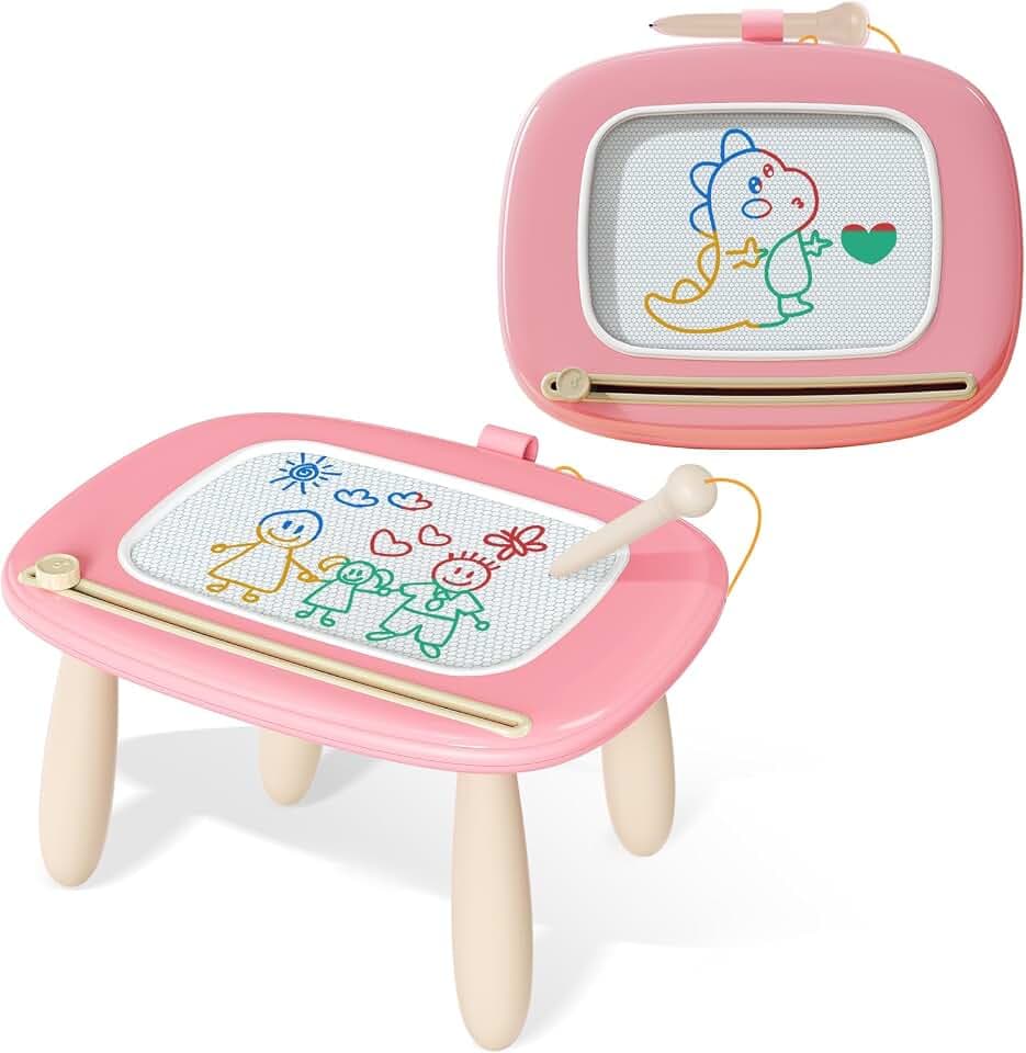 Kikidex Kleinkinder Spielzeug Alter 1-3, Magnetisch Zaubertafel, Mädchen Spielzeug für 1-2 Jahre, Magic Painting Board Lernspielzeug für 1 2 3 Jahre Baby Kinder, Geburtstag Geschenk (Rosa)
