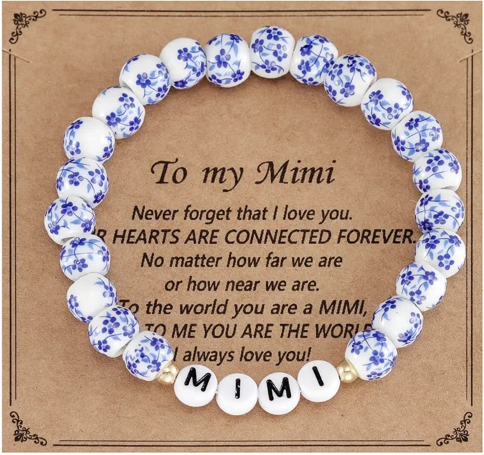 Kivosliviz Mimi Gifts for Birthday from Grandkids Grandson Grandma Mothers Day Jewelry Mimi Bracelet Blue