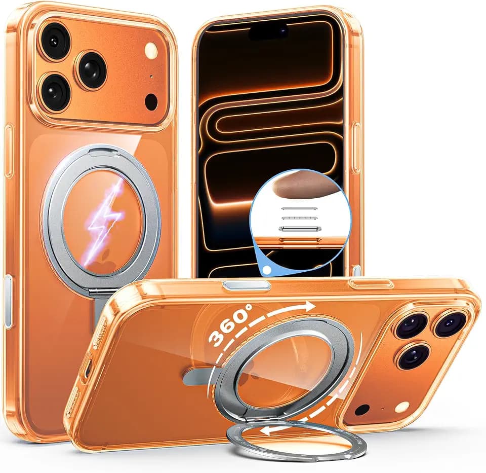 Magic John for iPhone 17 Pro Max Case with 360 Magnetic Stand [Fit for MagSafe] [3X Military-Grade Protection] [Camera Control Button] Slim Case for iPhone 17 Pro Max Phone case,6.9"，Clear