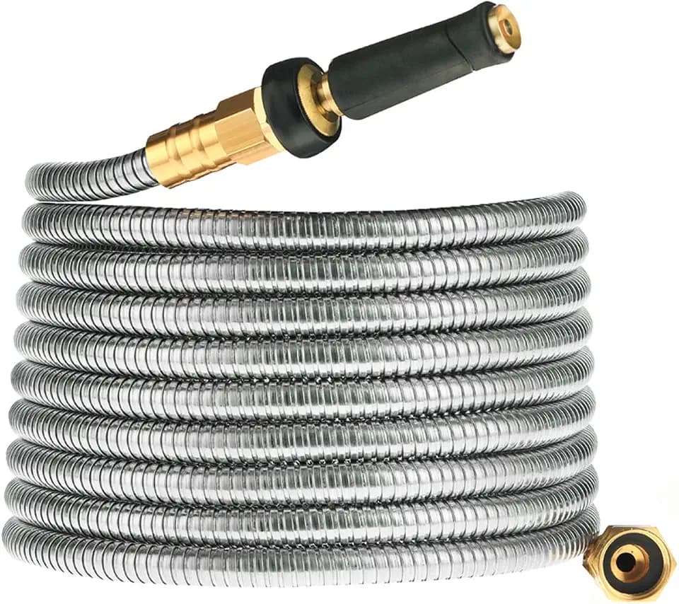 Rosy Earth Metal Garden Hose 75 FT, 304 Stainless Steel Water Hose